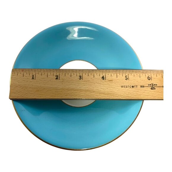 Aynsley Bone China Company Vintage Teacup & Saucer Set Turquoise Gold Trim - Picture 7 of 9